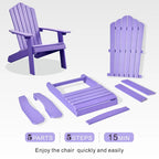 Ensemble de 2 chaises de patio d'extérieur OVIOS en plastique imitation bois de style Adirondack