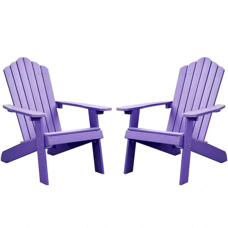 Ensemble de 2 chaises de patio d'extérieur OVIOS en plastique imitation bois de style Adirondack