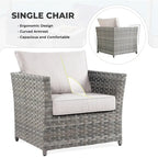 Ensemble de mobilier de jardin 7 pièces en résine tressée PE HOOOWOOO avec fauteuil à bascule pivotant