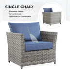 Ensemble de mobilier de jardin 7 pièces en résine tressée PE HOOOWOOO avec fauteuil à bascule pivotant