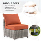 Ensemble de mobilier de jardin 7 pièces en résine tressée PE HOOOWOOO avec fauteuil à bascule pivotant