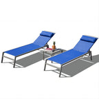 3 chaises longues de piscine réglables en aluminium