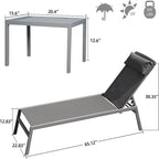 3 chaises longues de piscine réglables en aluminium