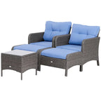 Ensemble de 5 pièces Outsunny en osier comprenant chaises de patio, poufs et table basse