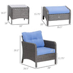 Ensemble de 5 pièces Outsunny en osier comprenant chaises de patio, poufs et table basse