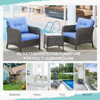 Ensemble de 5 pièces Outsunny en osier comprenant chaises de patio, poufs et table basse