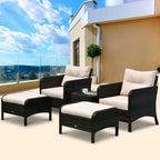 Ensemble de 5 pièces Outsunny en osier comprenant chaises de patio, poufs et table basse