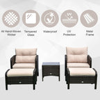 Ensemble de 5 pièces Outsunny en osier comprenant chaises de patio, poufs et table basse