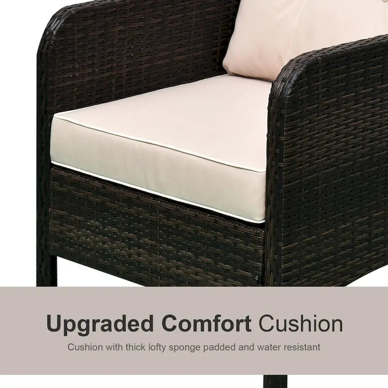 Ensemble de 5 pièces Outsunny en osier comprenant chaises de patio, poufs et table basse