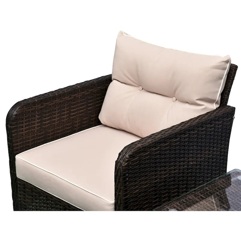 Ensemble de 5 pièces Outsunny en osier comprenant chaises de patio, poufs et table basse