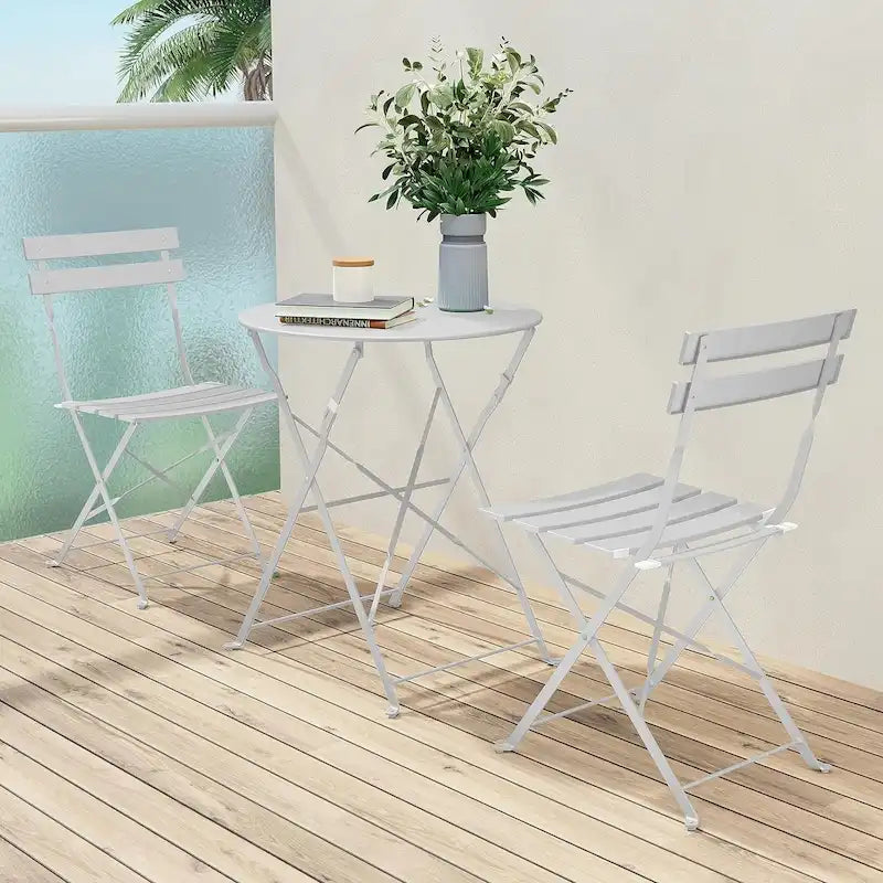 Ensemble bistro 3 pièces, mobilier de jardin pliable avec structure en acier de qualité supérieure, design portable pour bistro et balcon