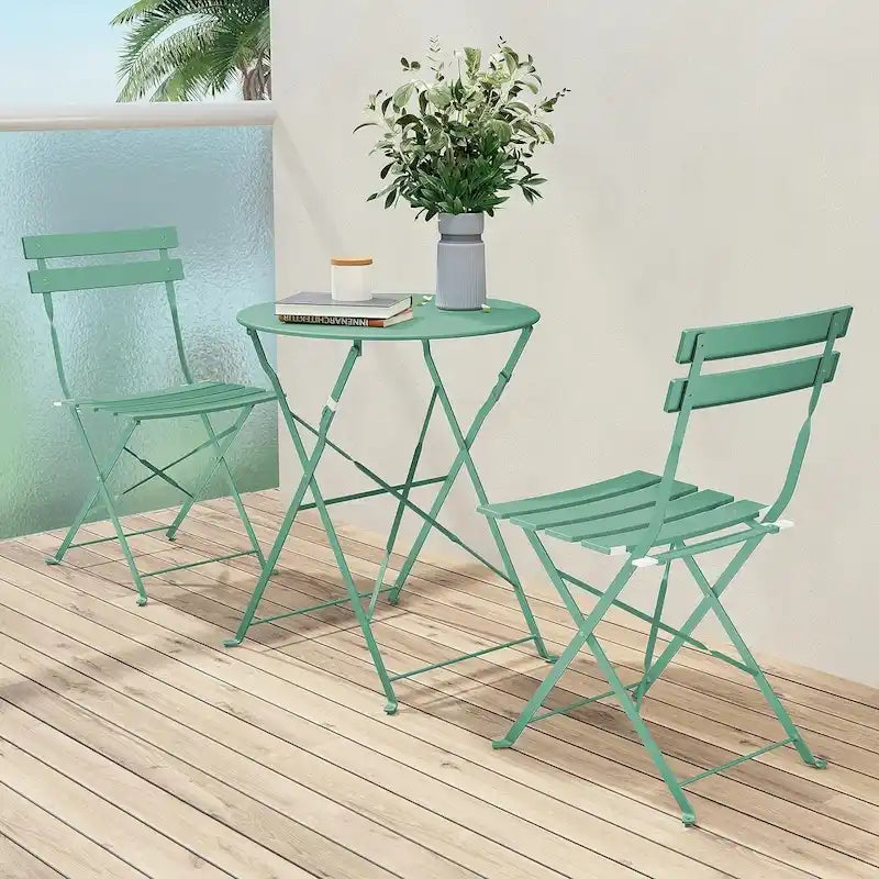 Ensemble bistro 3 pièces, mobilier de jardin pliable avec structure en acier de qualité supérieure, design portable pour bistro et balcon