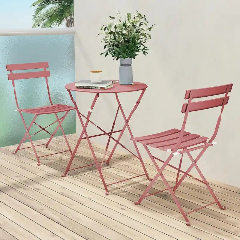 Ensemble bistro 3 pièces, mobilier de jardin pliable avec structure en acier de qualité supérieure, design portable pour bistro et balcon