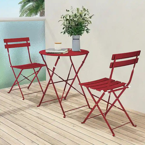 Ensemble bistro 3 pièces, mobilier de jardin pliable avec structure en acier de qualité supérieure, design portable pour bistro et balcon
