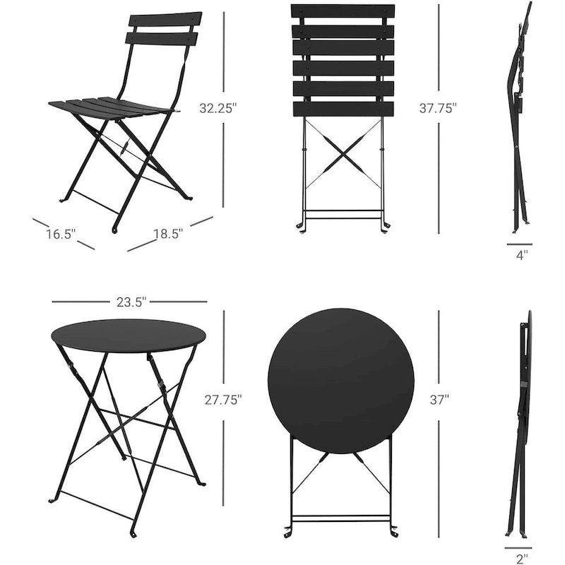 Ensemble bistro 3 pièces, mobilier de jardin pliable avec structure en acier de qualité supérieure, design portable pour bistro et balcon