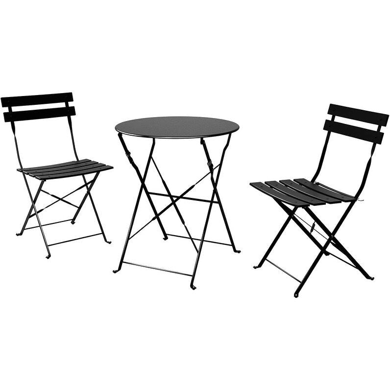 Ensemble bistro 3 pièces, mobilier de jardin pliable avec structure en acier de qualité supérieure, design portable pour bistro et balcon
