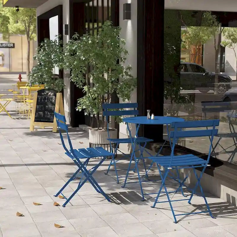 Ensemble bistro 3 pièces, mobilier de jardin pliable avec structure en acier de qualité supérieure, design portable pour bistro et balcon