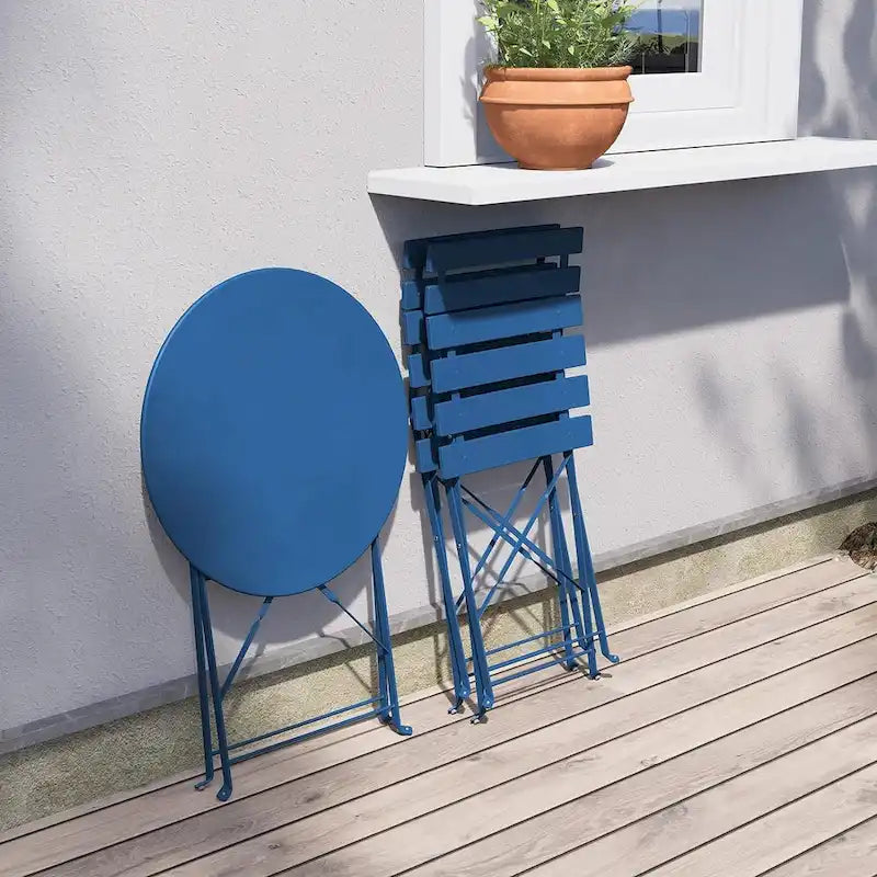 Ensemble bistro 3 pièces, mobilier de jardin pliable avec structure en acier de qualité supérieure, design portable pour bistro et balcon