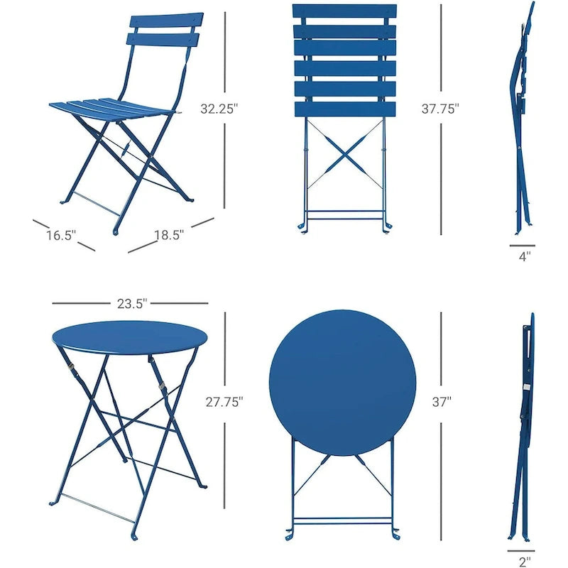 Ensemble bistro 3 pièces, mobilier de jardin pliable avec structure en acier de qualité supérieure, design portable pour bistro et balcon