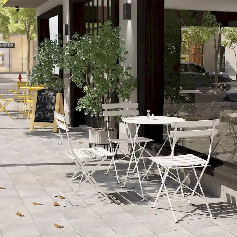 Ensemble bistro 3 pièces, mobilier de jardin pliable avec structure en acier de qualité supérieure, design portable pour bistro et balcon