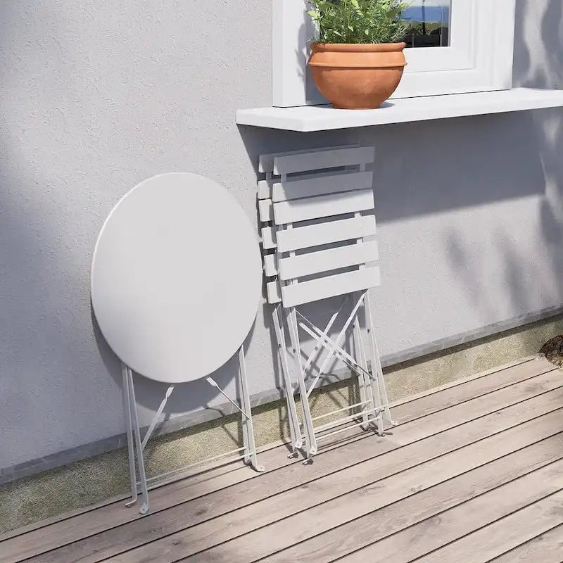 Ensemble bistro 3 pièces, mobilier de jardin pliable avec structure en acier de qualité supérieure, design portable pour bistro et balcon