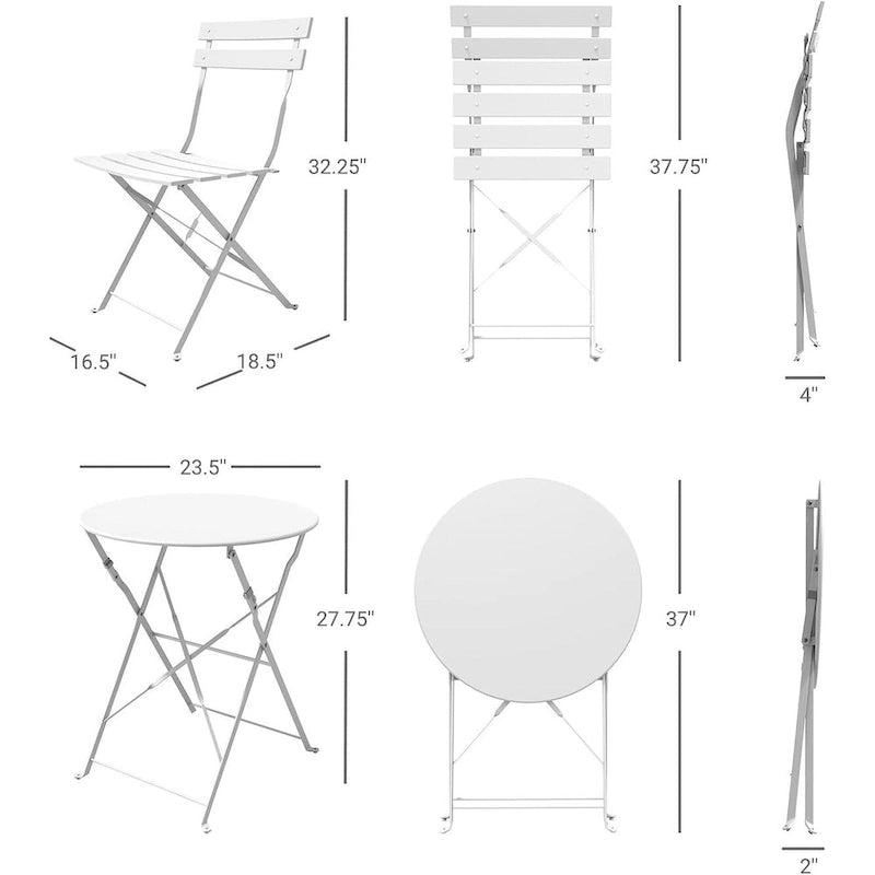 Ensemble bistro 3 pièces, mobilier de jardin pliable avec structure en acier de qualité supérieure, design portable pour bistro et balcon