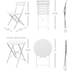 Ensemble bistro 3 pièces, mobilier de jardin pliable avec structure en acier de qualité supérieure, design portable pour bistro et balcon