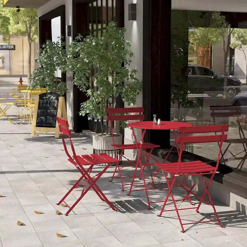 Ensemble bistro 3 pièces, mobilier de jardin pliable avec structure en acier de qualité supérieure, design portable pour bistro et balcon