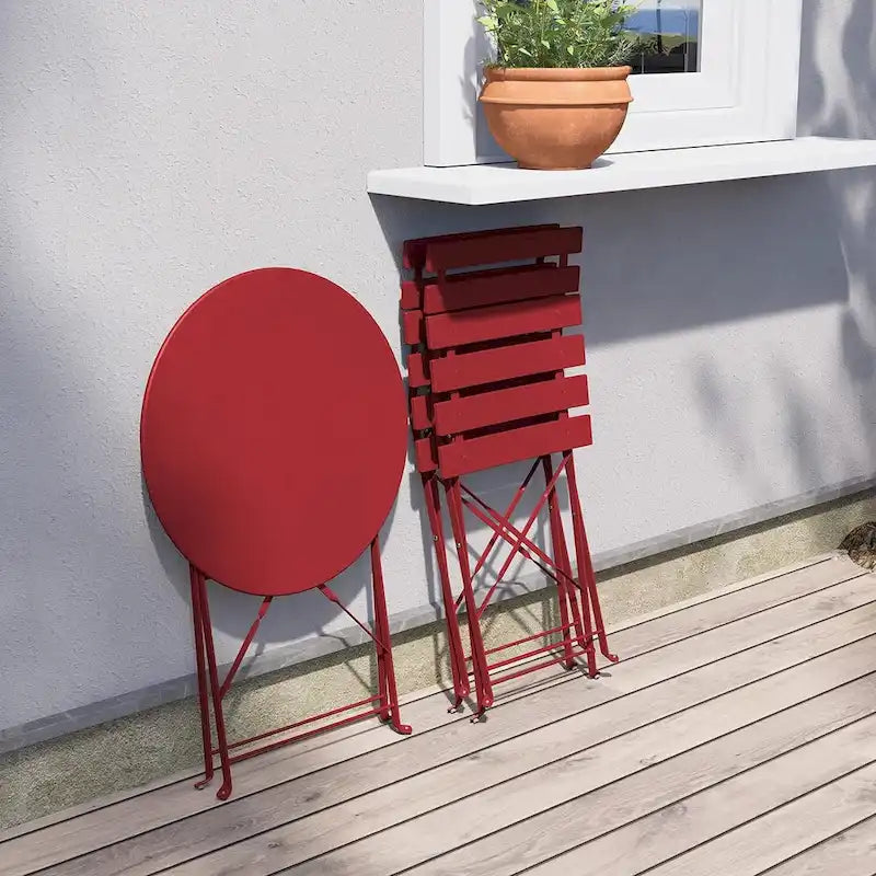 Ensemble bistro 3 pièces, mobilier de jardin pliable avec structure en acier de qualité supérieure, design portable pour bistro et balcon