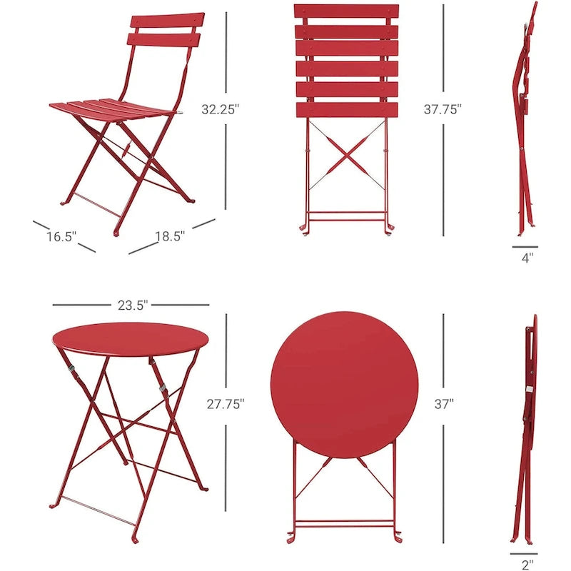 Ensemble bistro 3 pièces, mobilier de jardin pliable avec structure en acier de qualité supérieure, design portable pour bistro et balcon