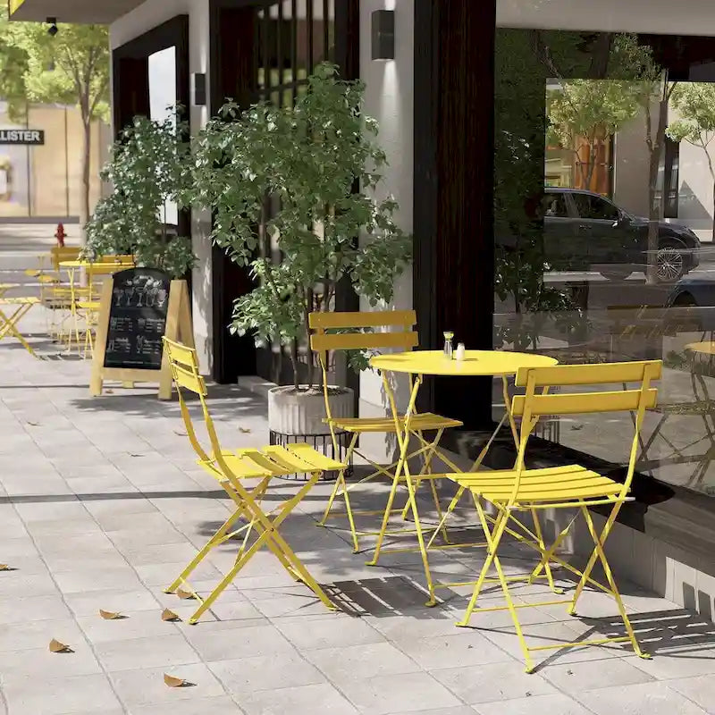Ensemble bistro 3 pièces, mobilier de jardin pliable avec structure en acier de qualité supérieure, design portable pour bistro et balcon