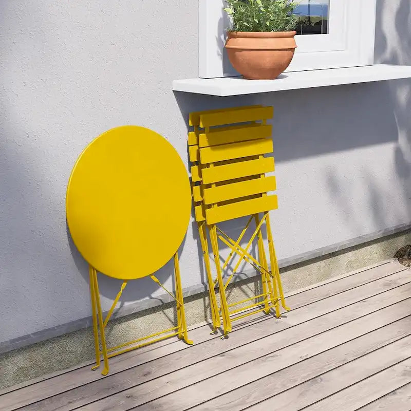 Ensemble bistro 3 pièces, mobilier de jardin pliable avec structure en acier de qualité supérieure, design portable pour bistro et balcon