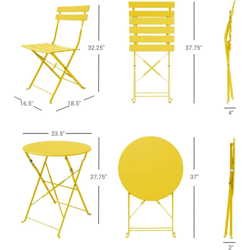 Ensemble bistro 3 pièces, mobilier de jardin pliable avec structure en acier de qualité supérieure, design portable pour bistro et balcon