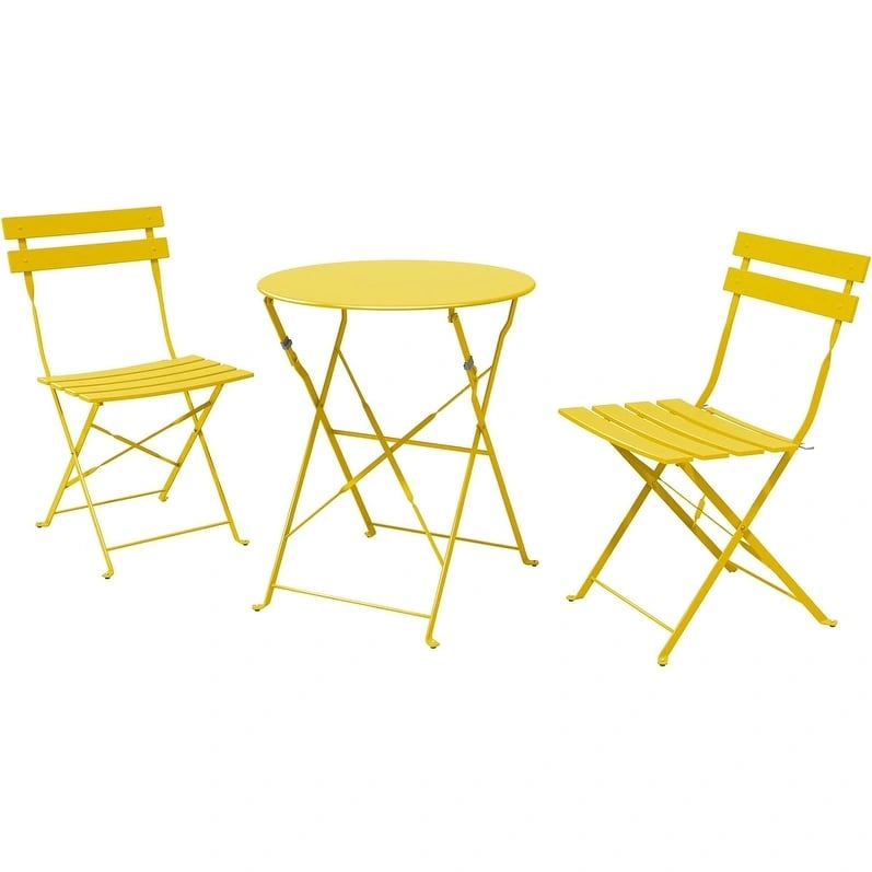 Ensemble bistro 3 pièces, mobilier de jardin pliable avec structure en acier de qualité supérieure, design portable pour bistro et balcon
