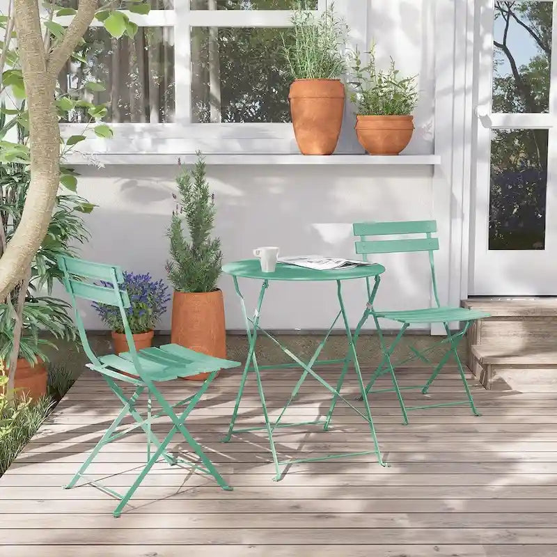 Ensemble bistro 3 pièces, mobilier de jardin pliable avec structure en acier de qualité supérieure, design portable pour bistro et balcon