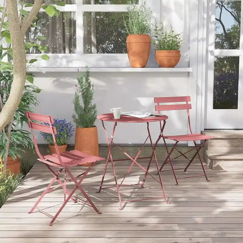Ensemble bistro 3 pièces, mobilier de jardin pliable avec structure en acier de qualité supérieure, design portable pour bistro et balcon