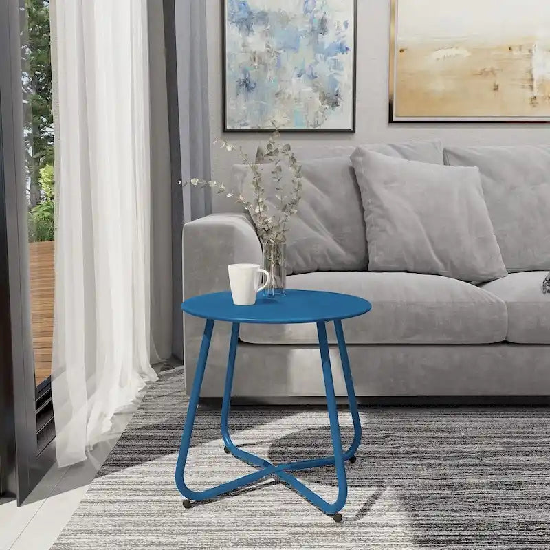 Table d'appoint ronde en acier pour extérieur