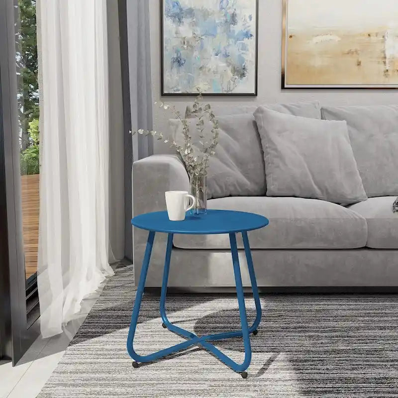 Table d'appoint ronde en acier pour extérieur