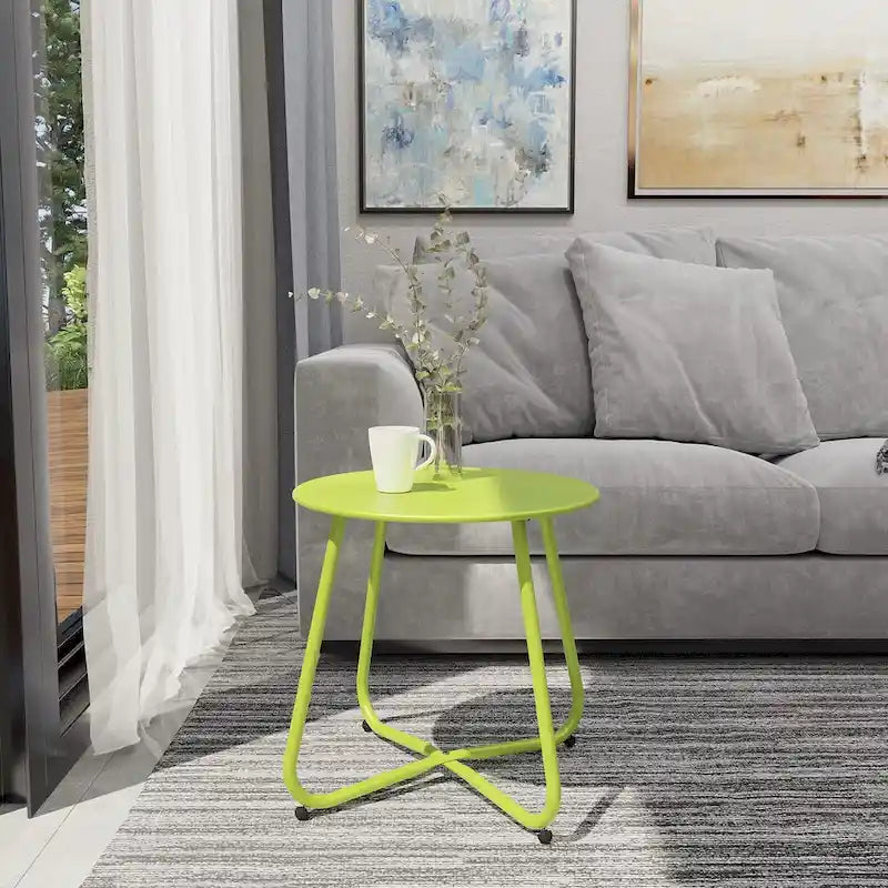 Table d'appoint ronde en acier pour extérieur