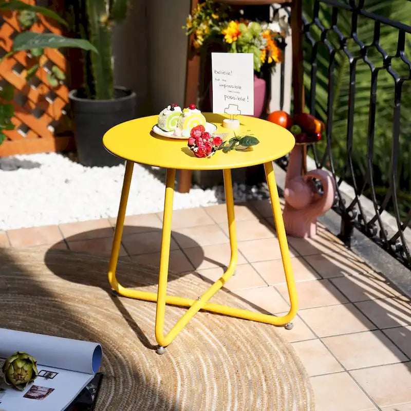 Table d'appoint ronde en acier pour extérieur