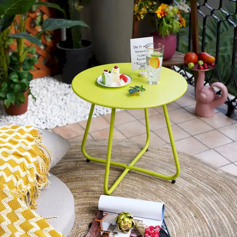 Table d'appoint ronde en acier pour extérieur