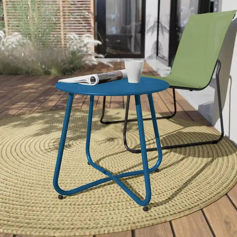 Table d'appoint ronde en acier pour extérieur