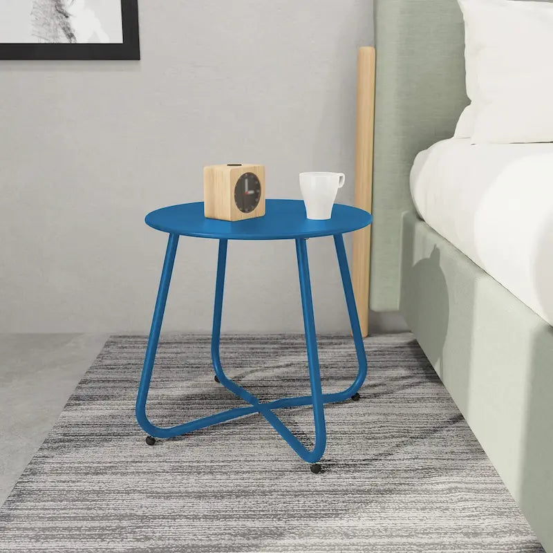Table d'appoint ronde en acier pour extérieur