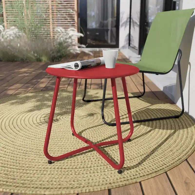Table d'appoint ronde en acier pour extérieur