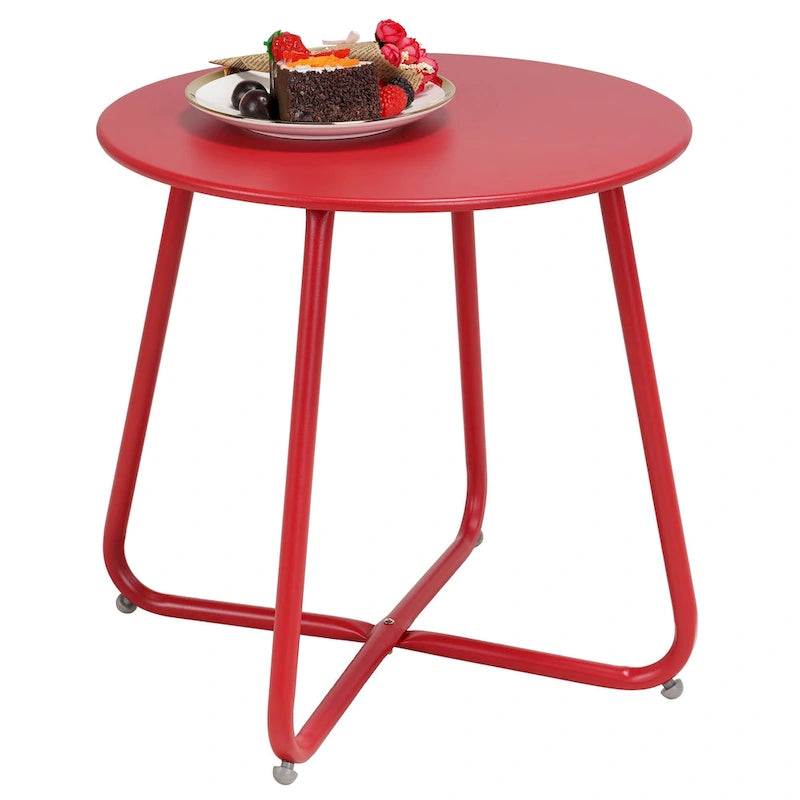 Table d'appoint ronde en acier pour extérieur