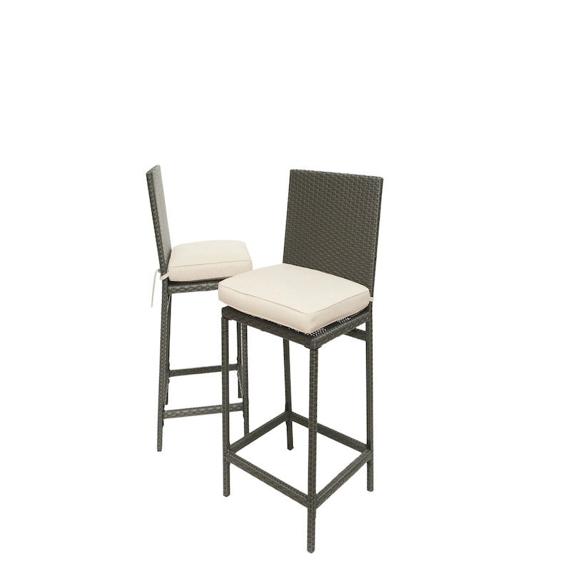 Tabouret de bar Kenwick avec dossier et coussin, lot de 2