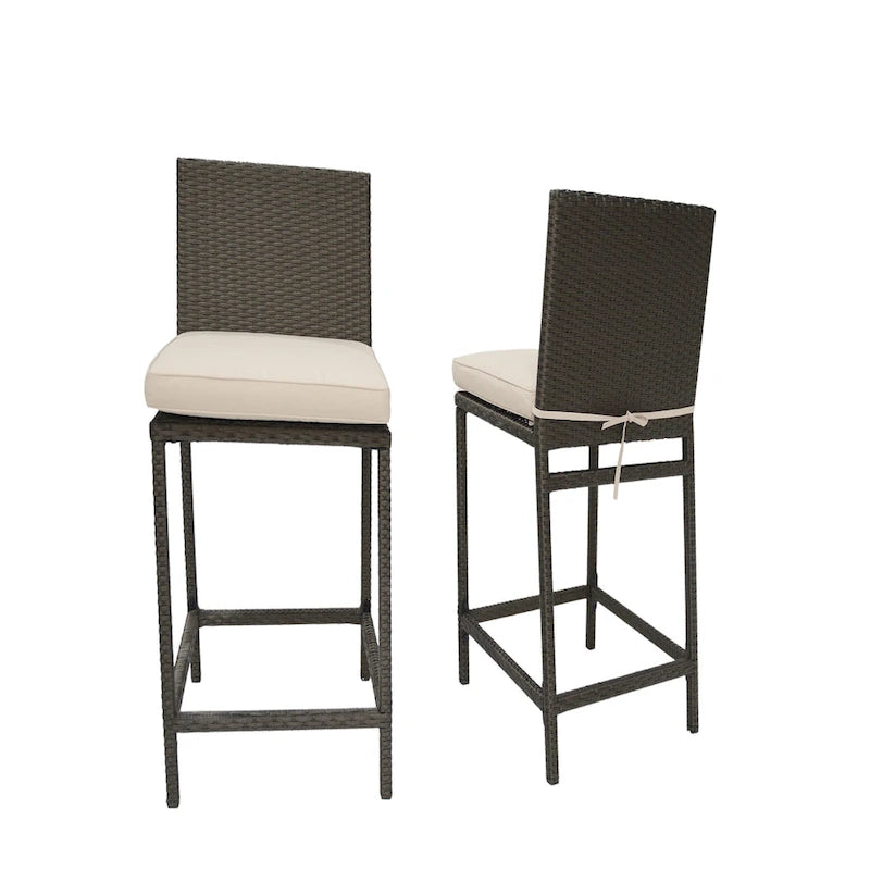 Tabouret de bar Kenwick avec dossier et coussin, lot de 2