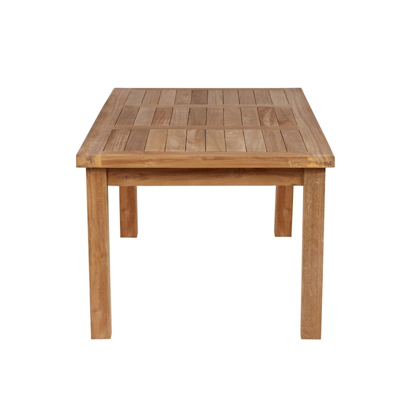 Table basse d'extérieur rectangulaire en teck RRI Goods, 61 x 122 cm, idéale pour patio, balcon, pelouse, terrasse, jardin.