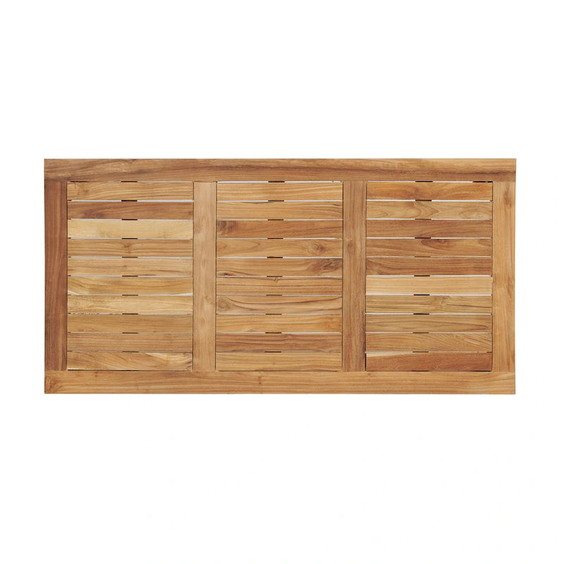 Table basse d'extérieur rectangulaire en teck RRI Goods, 61 x 122 cm, idéale pour patio, balcon, pelouse, terrasse, jardin.