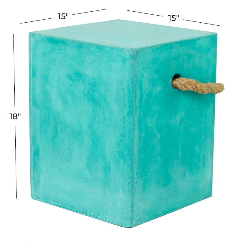 Table d'appoint d'extérieur contemporaine en fibre d'argile - 15 x 15 x 18
